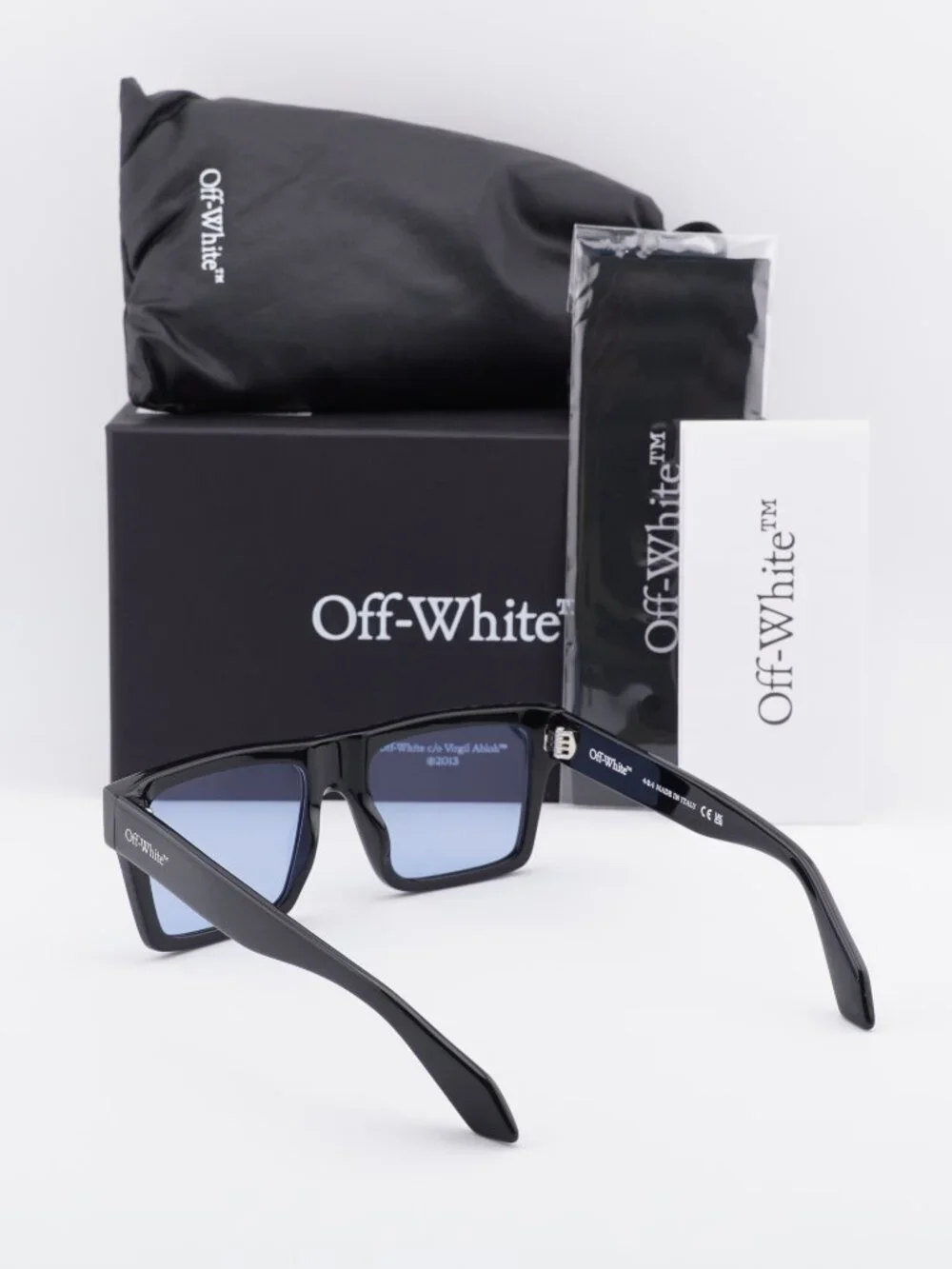 Off-White OERI109 LAWTON 1040 Square Sunglasses – Shiny Black / Blue